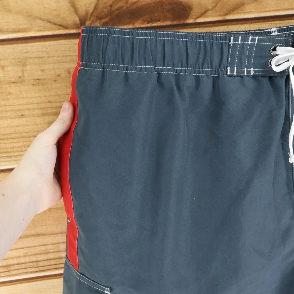 True Nation Swim Trunks w/ Liner Mens XL Blue Red Stripes Pockets‎ Stretch Waist
